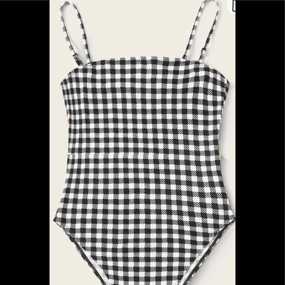 Black and white checkered bodysuit